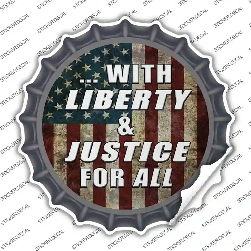 BC-1158s-XL with Liberty & Justice Novelty Bottle Cap Sticker Decal - Extra Large