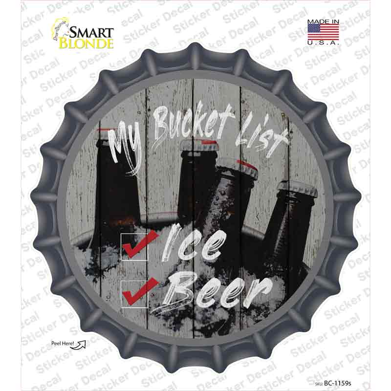 BC-1159s-M Bucket List Beer Novelty Bottle Cap Sticker Decal - Medium