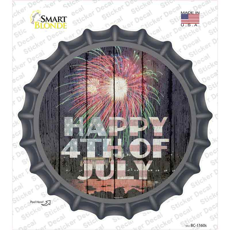 BC-1160s-M Happy 4th of July Firework Novelty Bottle Cap Sticker Decal - Medium