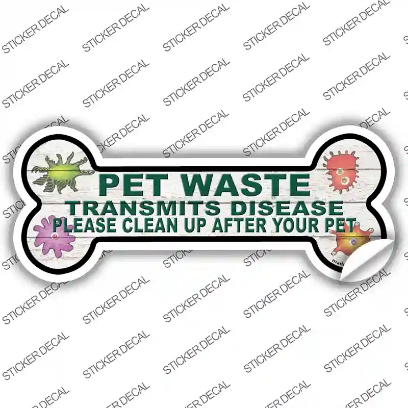 B-164s-S Pet Waste Novelty Bone Sticker Decal - Small