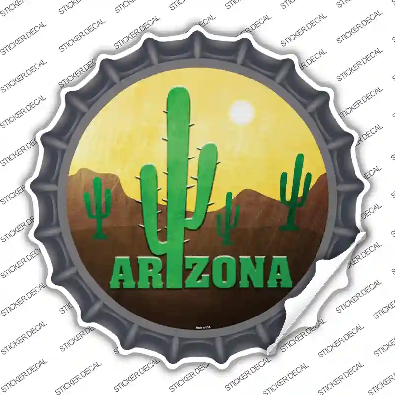 BC-1005s-XL Arizona with Saguaro Novelty Bottle Cap Sticker Decal - Extra Large
