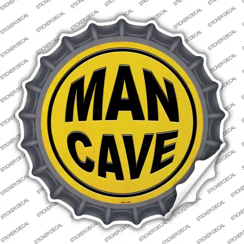 BC-1010s-L Man Cave Novelty Bottle Cap Sticker Decal - Large