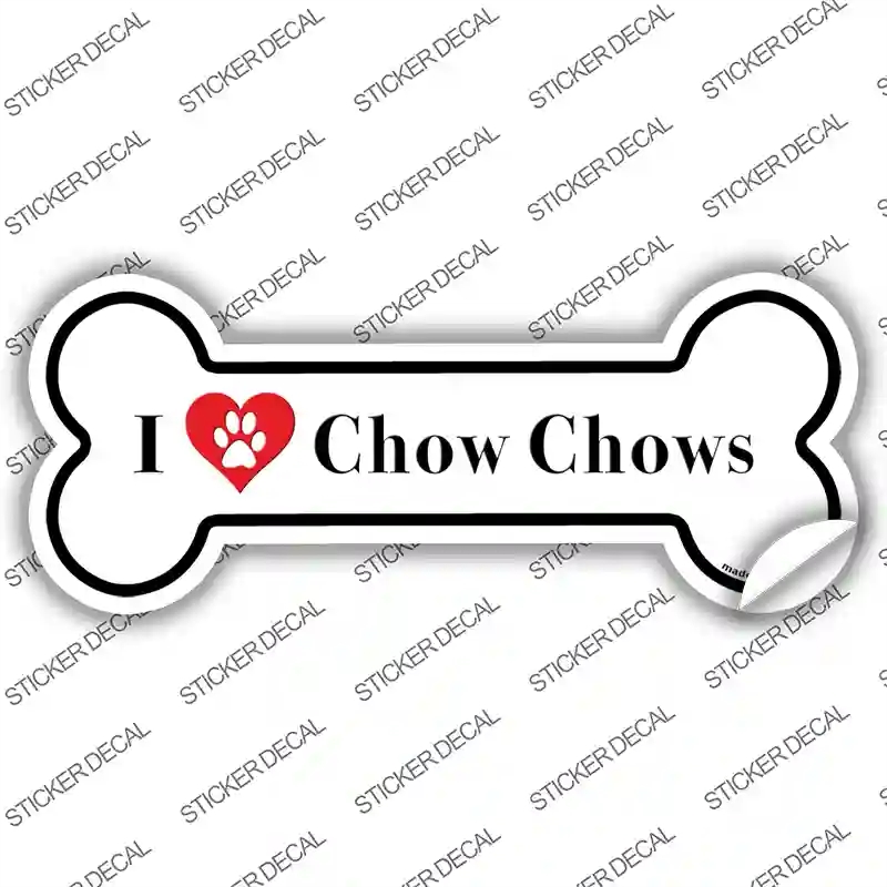 B-150s-S I Love Chow Chows Novelty Bone Sticker Decal - Small