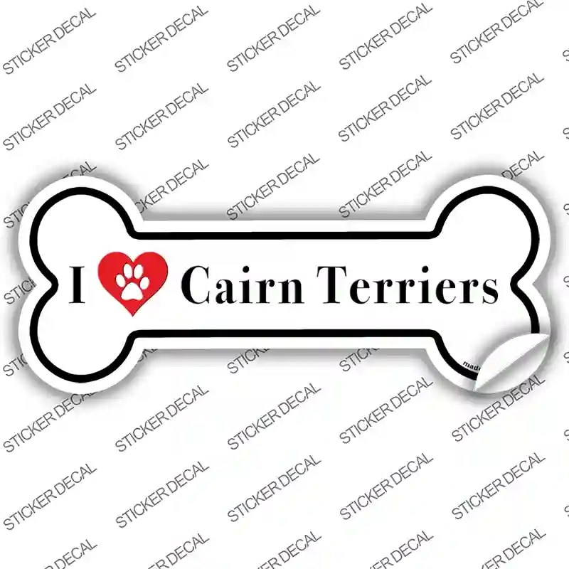 B-152s-L I Love Cairn Terriers Novelty Bone Sticker Decal - Large