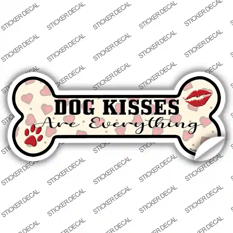 B-168s-S Dog Kisses Novelty Bone Sticker Decal - Small