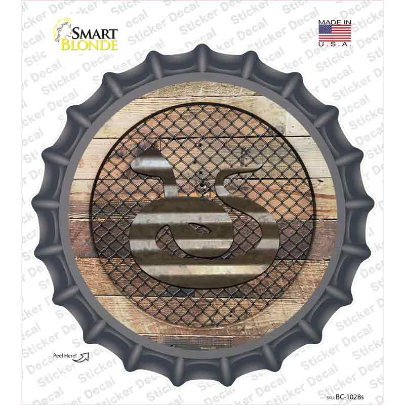 BC-1028s-M Snake on Wood Novelty Bottle Cap Sticker Decal - Medium