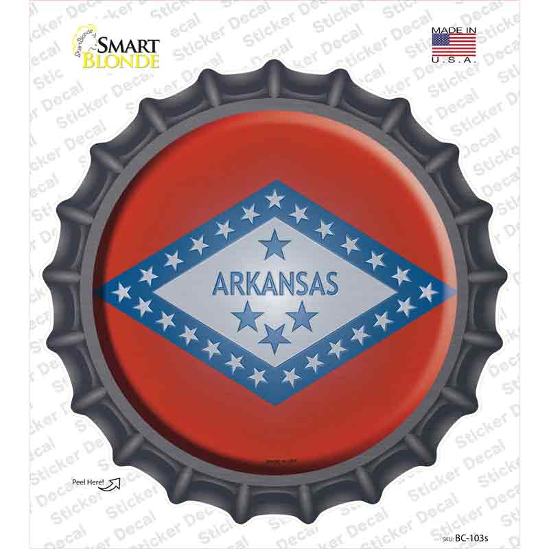 BC-103s-M Arkansas State Flag Novelty Bottle Cap Sticker Decal - Medium