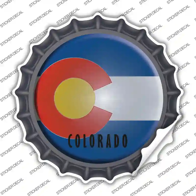 BC-105s-L Colorado State Flag Novelty Bottle Cap Sticker Decal - Large