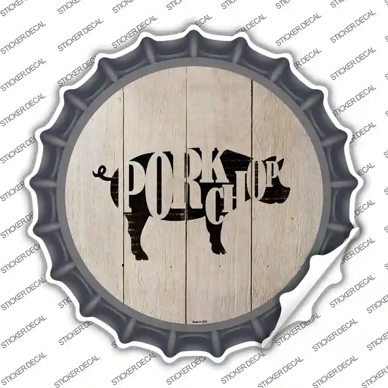 BC-1076s-L Pigs Make Pork Chops Novelty Bottle Cap Sticker Decal - Large