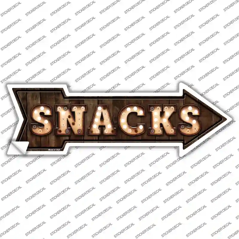 A-458s-S Snacks Bulb Letters Novelty Arrow Sticker Decal - Small