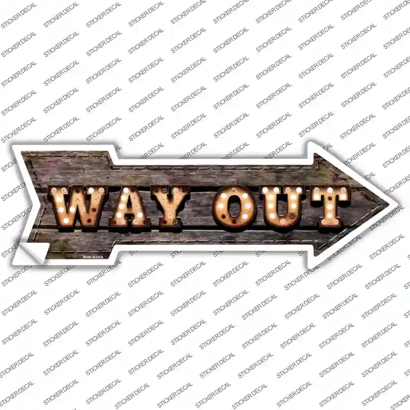 A-463s-S Way Out Bulb Letters Novelty Arrow Sticker Decal - Small