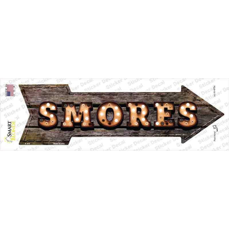 A-470s-M Smores Bulb Letters Novelty Arrow Sticker Decal - Medium