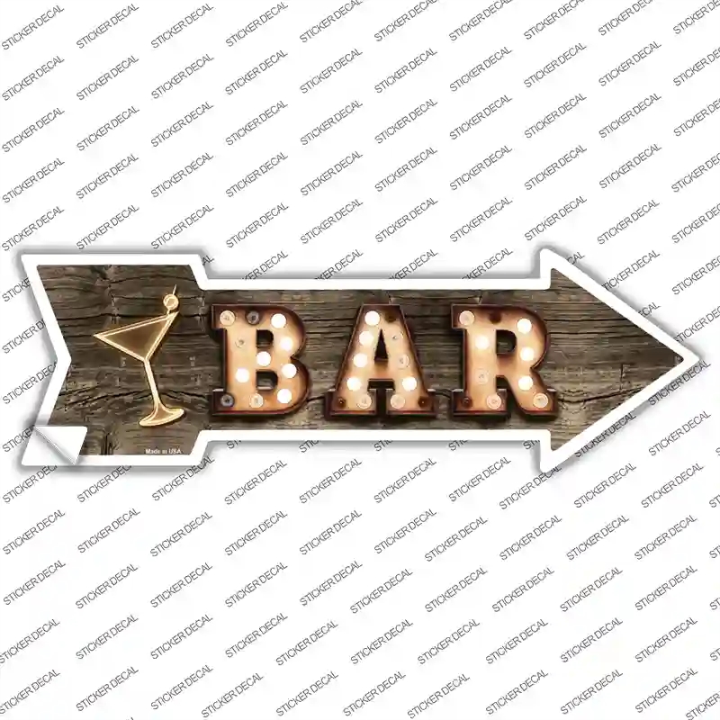 A-500s-S Bar with Cocktail Bulb Letters Novelty Arrow Sticker Decal - Small