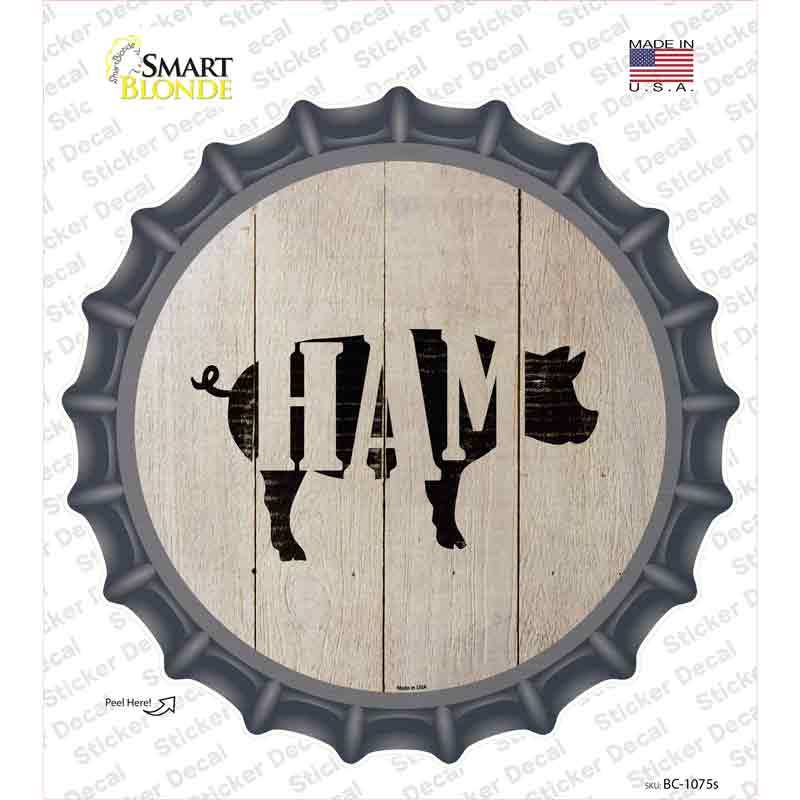 BC-1075s-M Pigs Make Ham Novelty Bottle Cap Sticker Decal - Medium