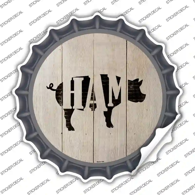 BC-1075s-S Pigs Make Ham Novelty Bottle Cap Sticker Decal - Small