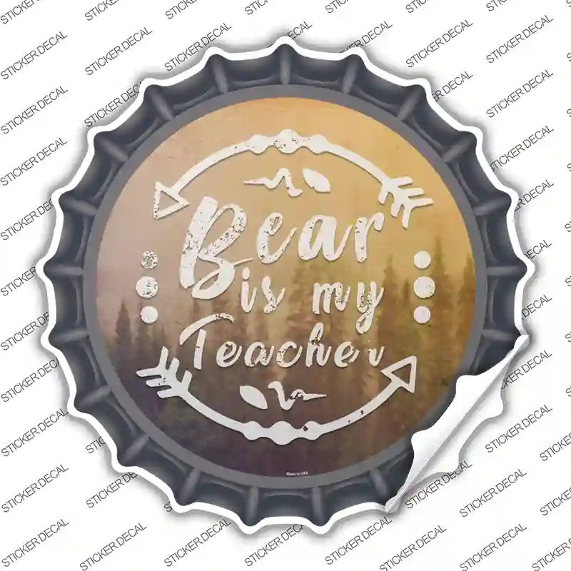 BC-1082s-S Bear is My Teacher Novelty Bottle Cap Sticker Decal - Small