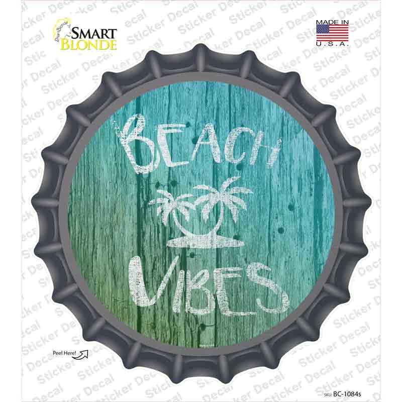 BC-1084s-M Beach Vibes Novelty Bottle Cap Sticker Decal - Medium
