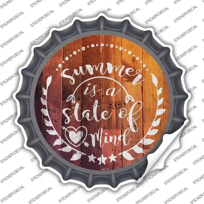BC-1088s-S Summer State of Mind Novelty Bottle Cap Sticker Decal - Small