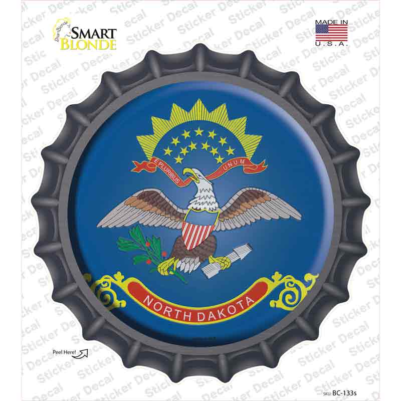 BC-133s-M North Dakota State Flag Novelty Bottle Cap Sticker Decal - Medium