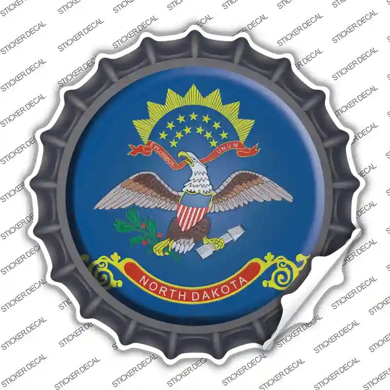 BC-133s-S North Dakota State Flag Novelty Bottle Cap Sticker Decal - Small