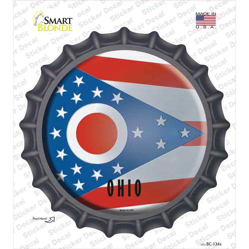 BC-134s-M Ohio State Flag Novelty Bottle Cap Sticker Decal - Medium