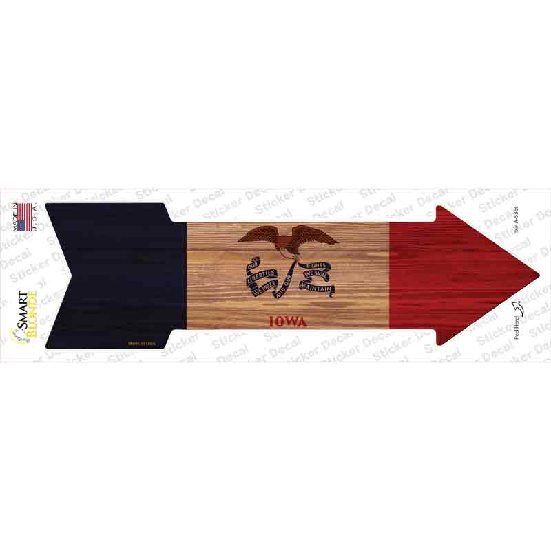 A-536s-M Iowa State Flag Novelty Arrow Sticker Decal - Medium