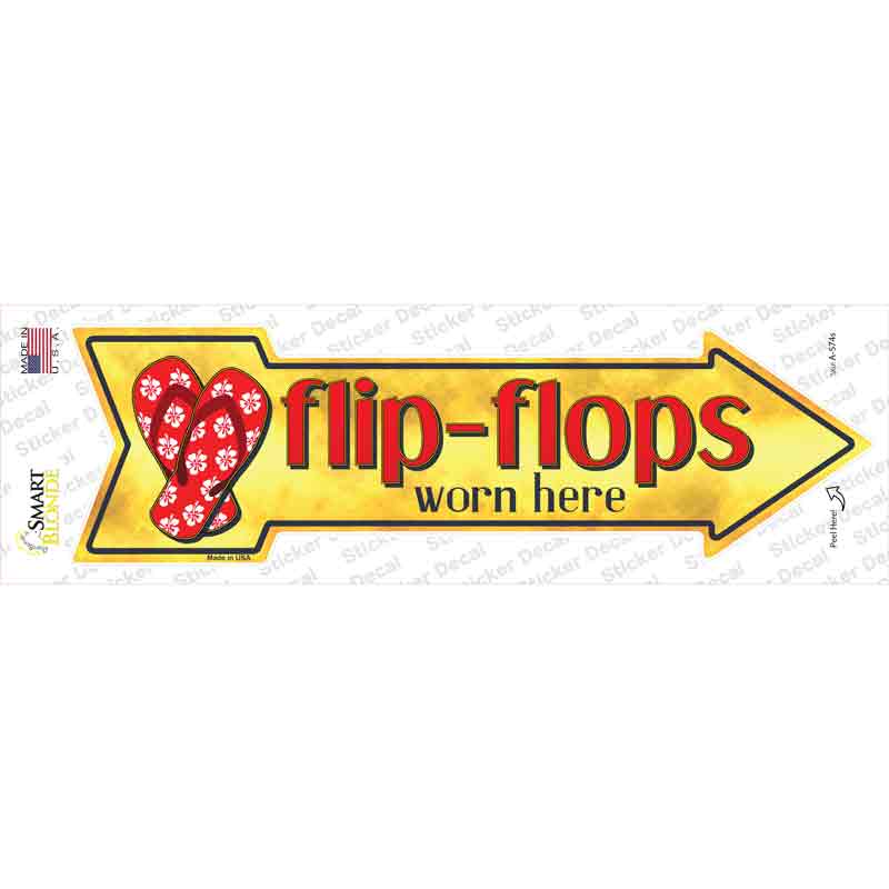 A-574s-M Flip Flops Worn Here Novelty Arrow Sticker Decal - Medium