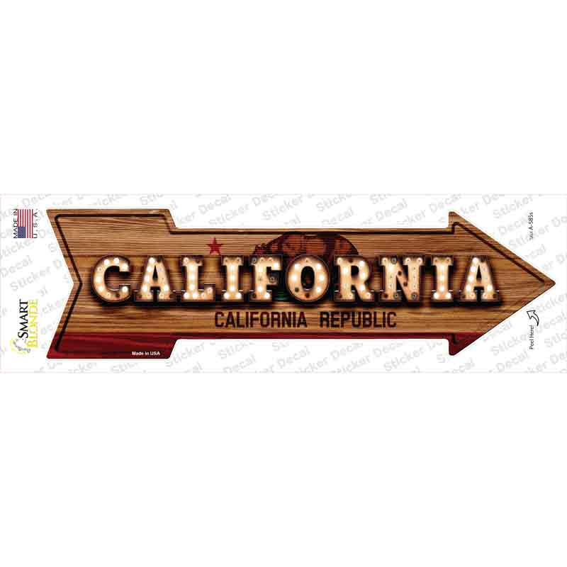 A-585s-M California Bulb Lettering Novelty Arrow Sticker Decal - Medium