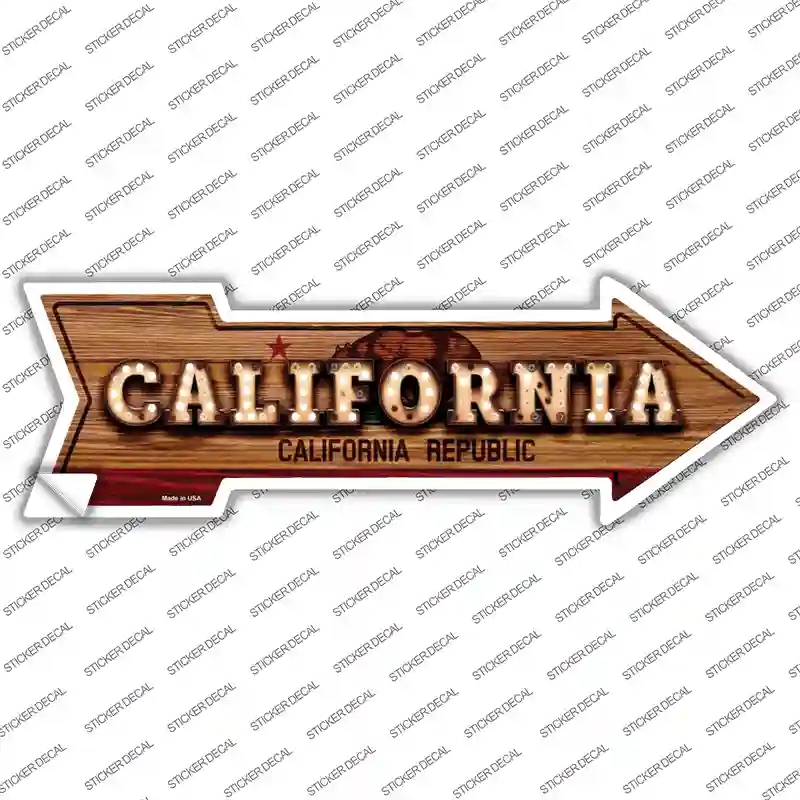 A-585s-S California Bulb Lettering Novelty Arrow Sticker Decal - Small