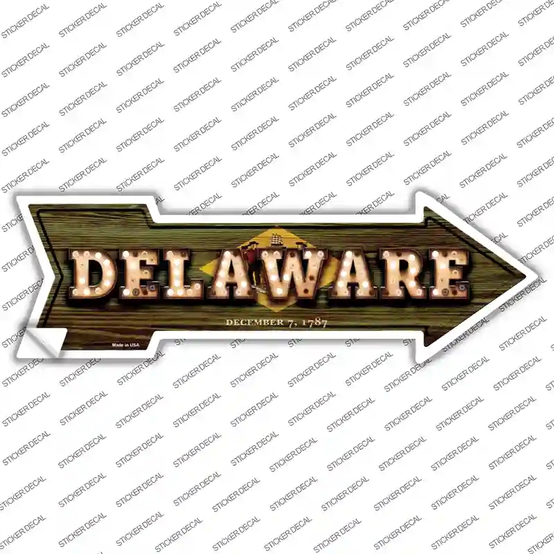 A-588s-XL Delaware Bulb Lettering Novelty Arrow Sticker Decal - Extra Large