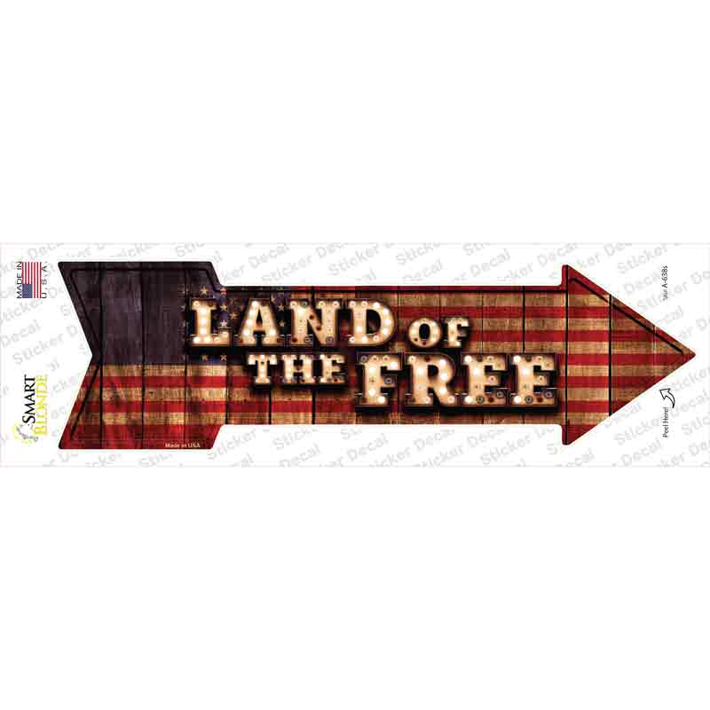 A-638s-M Land of the Free Bulb Letters Novelty Arrow Sticker Decal - Medium