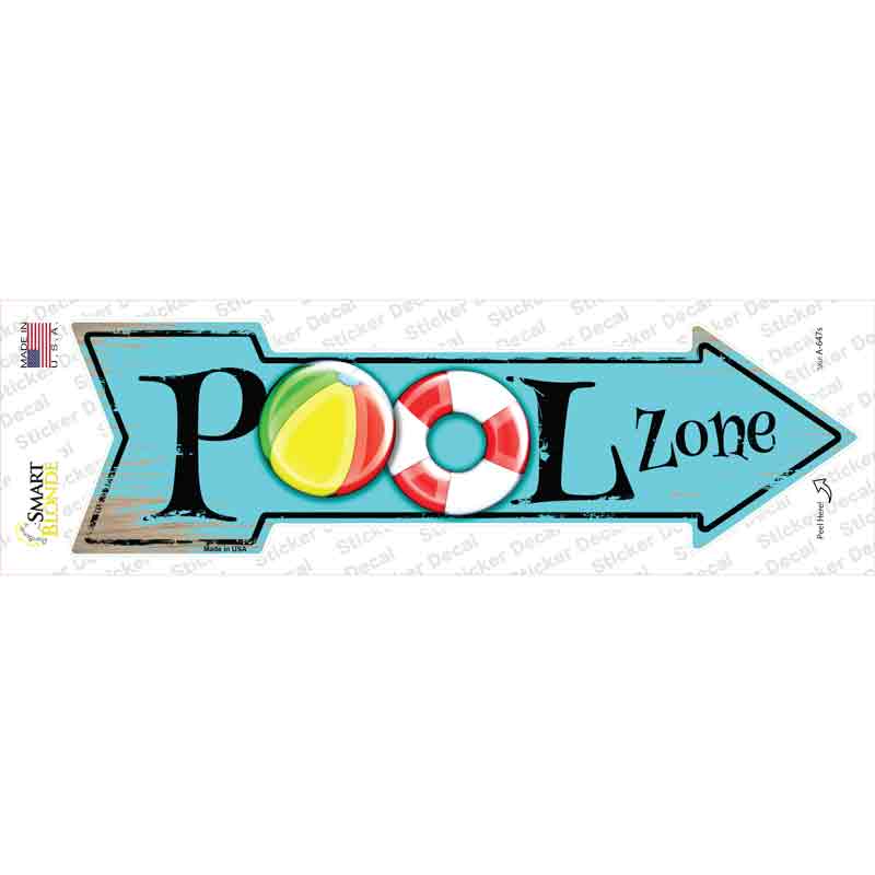 A-647s-M Pool Zone Novelty Arrow Sticker Decal - Medium