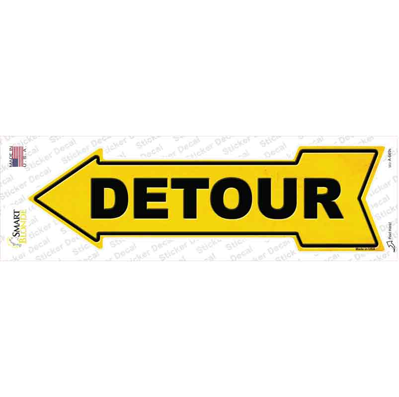 A-669s-M Detour to the Left Novelty Arrow Sticker Decal - Medium