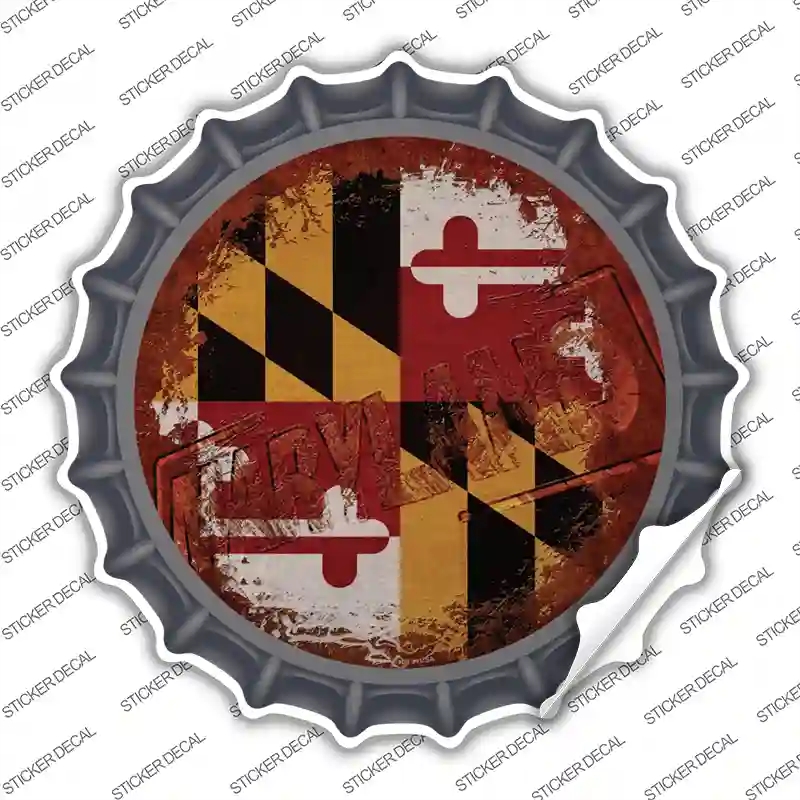 BC-1185s-S Maryland Rusty Stamped Novelty Bottle Cap Sticker Decal - Small