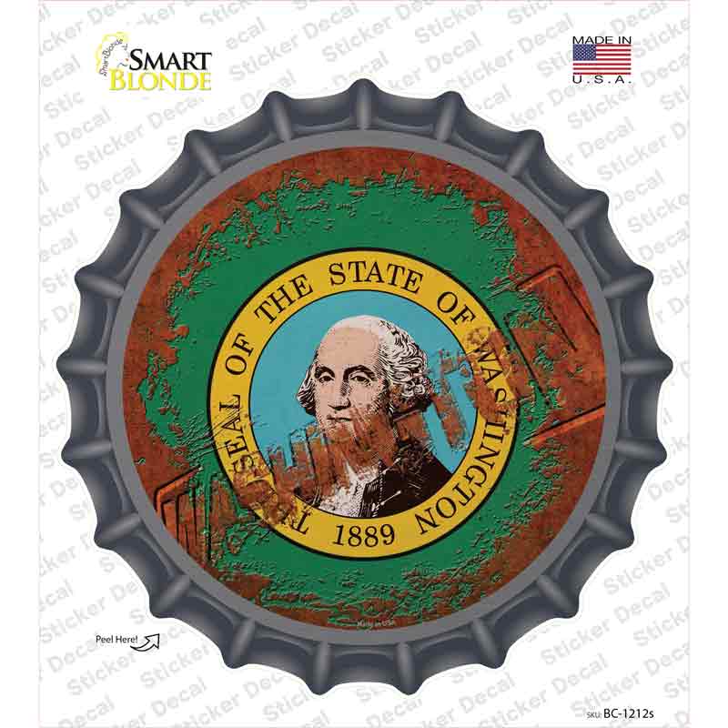 BC-1212s-M Washington Rusty Stamped Novelty Bottle Cap Sticker Decal - Medium