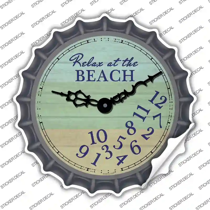 BC-1216s-L Relax At the Beach Novelty Bottle Cap Sticker Decal - Large
