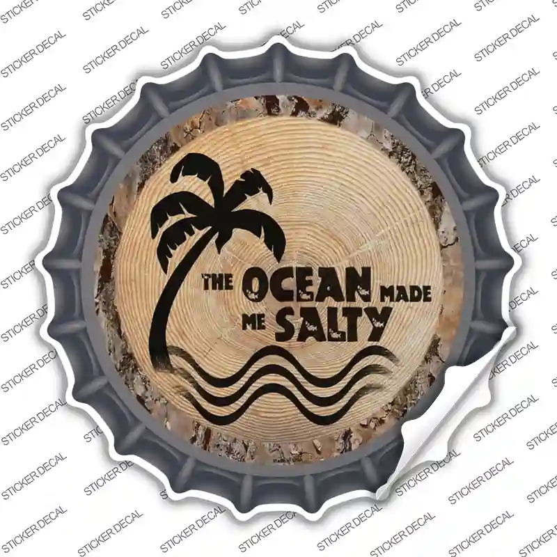 BC-1374s-S Ocean Made Me Salty Novelty Bottle Cap Sticker Decal - Small