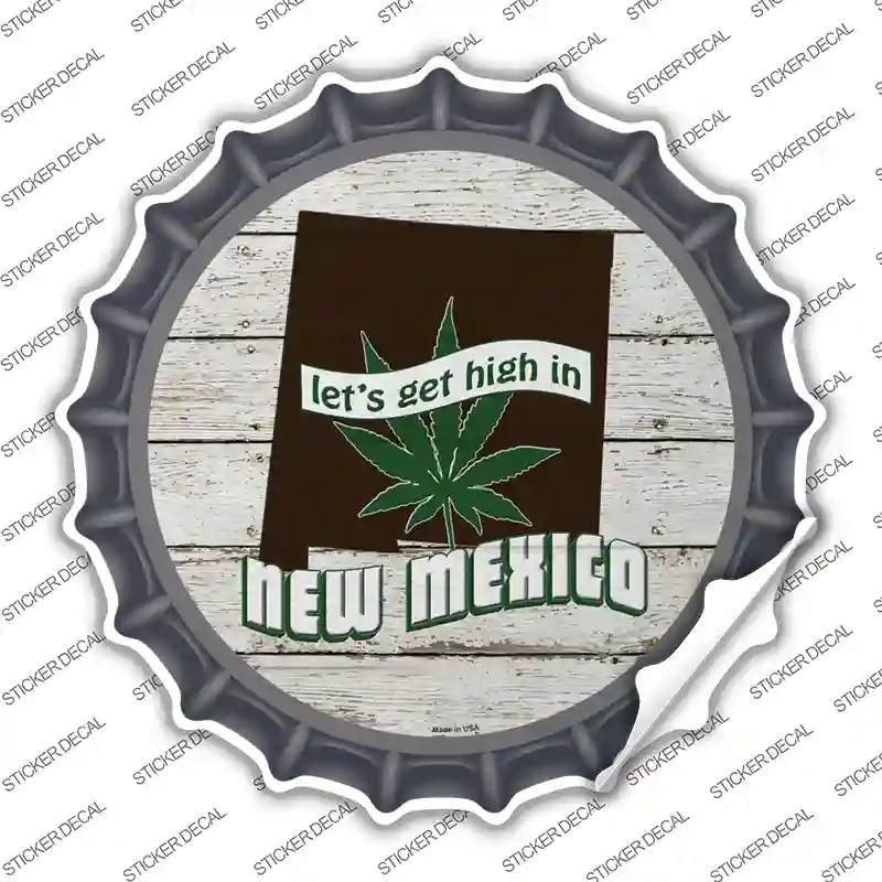 BC-1320s-S Lets Get High in   Mexico Novelty Bottle Cap Sticker Decal - Small