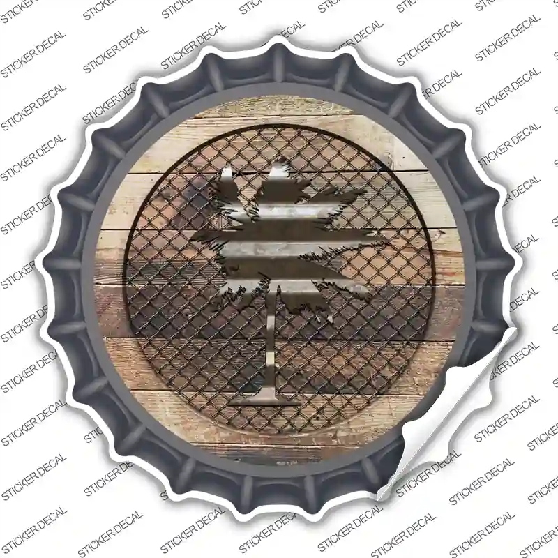 BC-1058s-L Palm Tree on Wood Novelty Bottle Cap Sticker Decal - Large