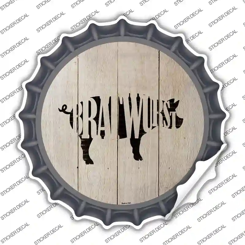 BC-1077s-S Pigs Make Bratwursts Novelty Bottle Cap Sticker Decal - Small