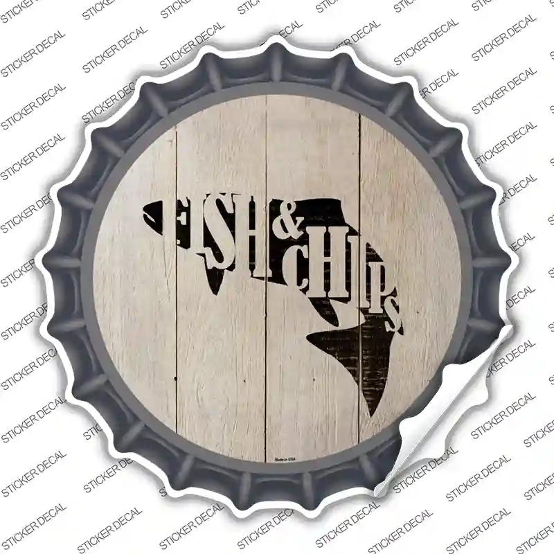 BC-1079s-XL Fishes Make Fish & Chips Novelty Bottle Cap Sticker Decal - Extra Large