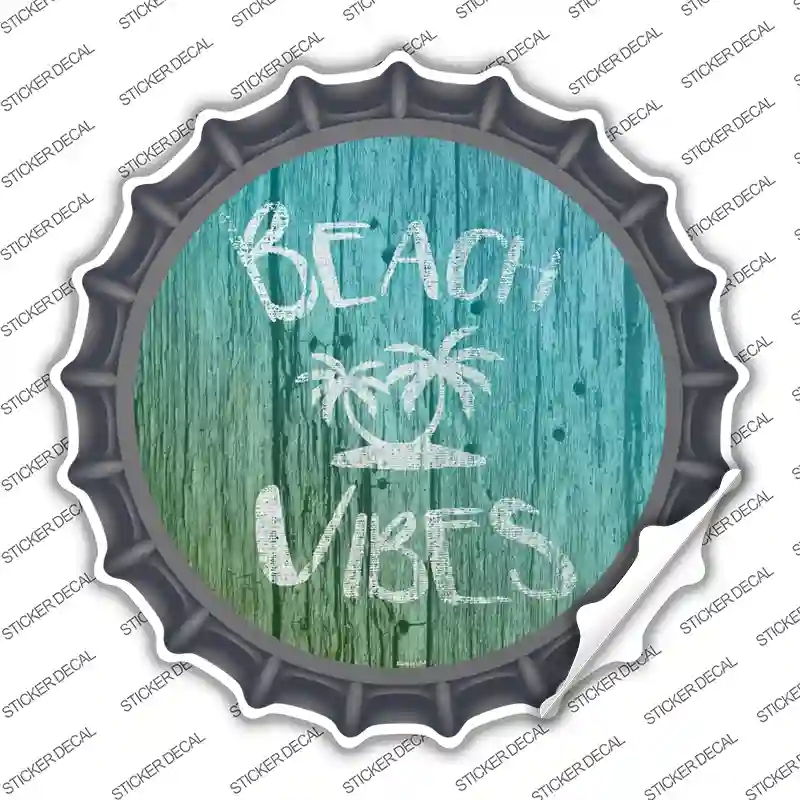 BC-1084s-S Beach Vibes Novelty Bottle Cap Sticker Decal - Small