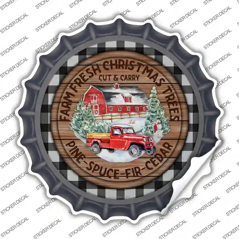 BC-1653s-S Pine Spruce Fir Cedar Trees Novelty Bottle Cap Sticker Decal - Small