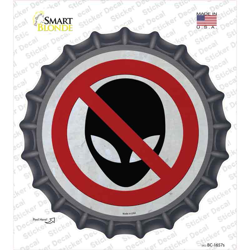 BC-1657s-M No Aliens Novelty Bottle Cap Sticker Decal - Medium