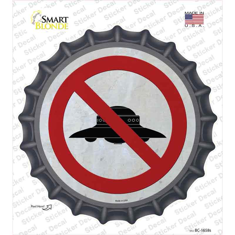 BC-1658s-M No UFOs Novelty Bottle Cap Sticker Decal - Medium