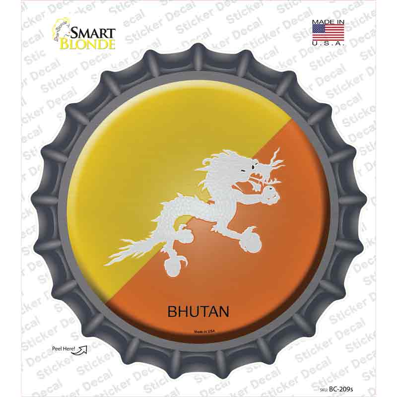 BC-209s-M Bhutan Country Novelty Bottle Cap Sticker Decal - Medium