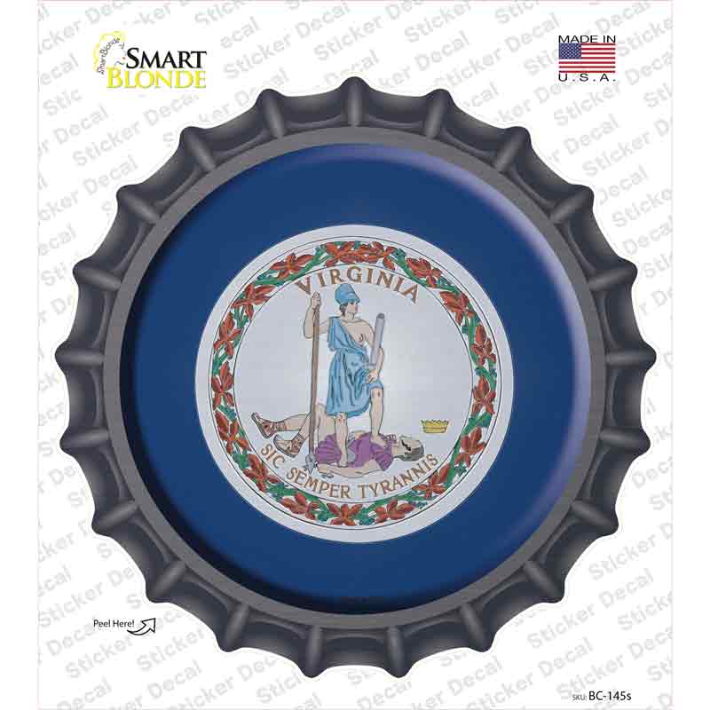 BC-145s-M Virginia State Flag Novelty Bottle Cap Sticker Decal - Medium