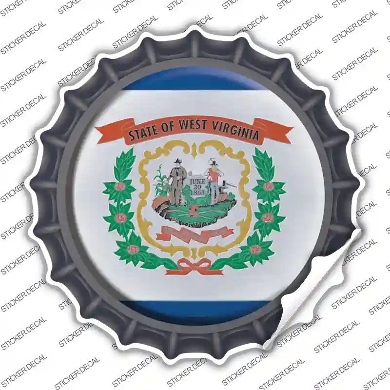 BC-147s-L West Virginia State Flag Novelty Bottle Cap Sticker Decal - Large