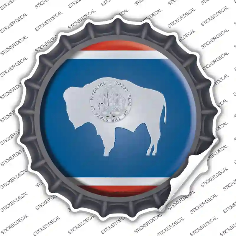 BC-149s-L Wyoming State Flag Novelty Bottle Cap Sticker Decal - Large