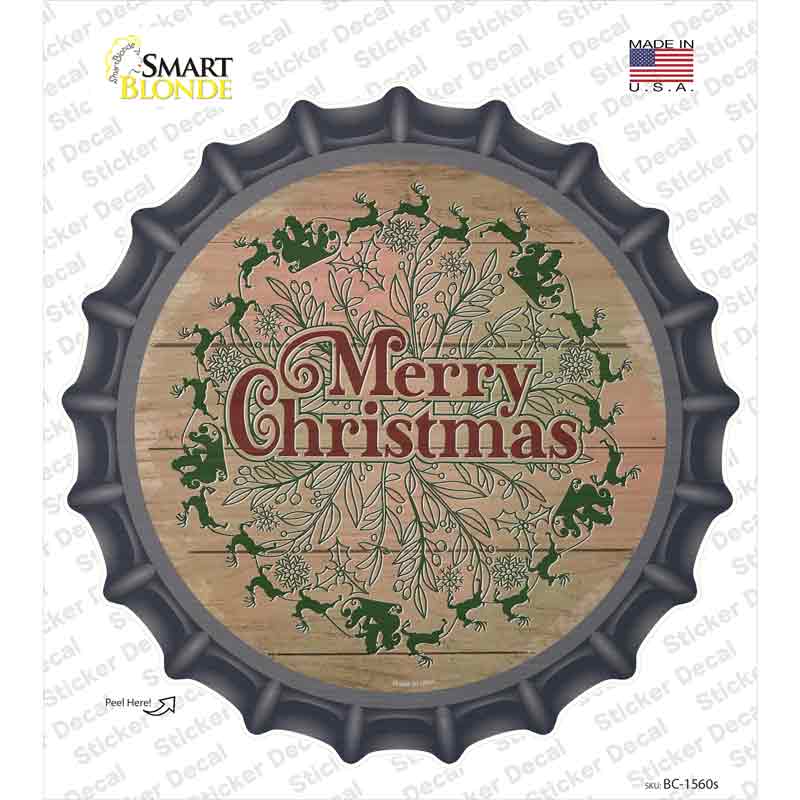 BC-1560s-M Merry Christmas with Santa Novelty Bottle Cap Sticker Decal - Medium